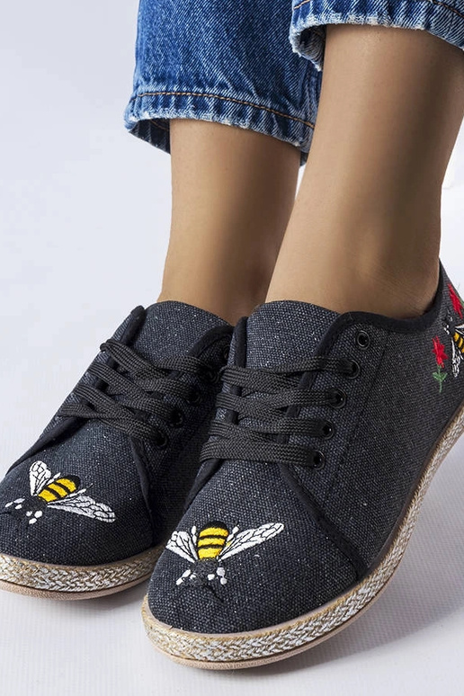 Malia čierne trblietavé espadrilky