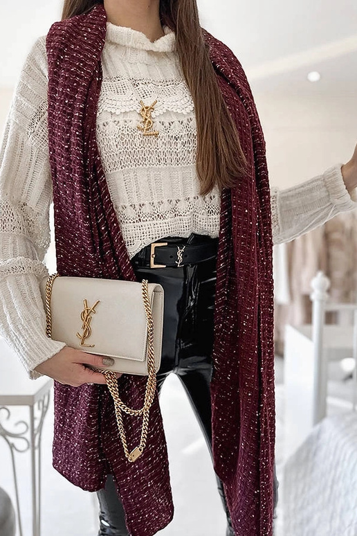 Bodkovaný šál Khalil Burgundsko