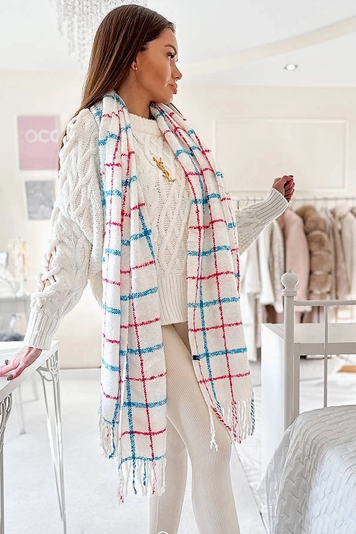 Biely kockovaný šál Rachael