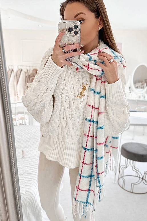 Biely kockovaný šál Rachael