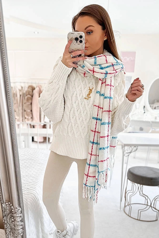 Biely kockovaný šál Rachael