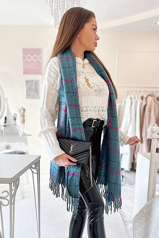 Modrý kockovaný šál Rachael