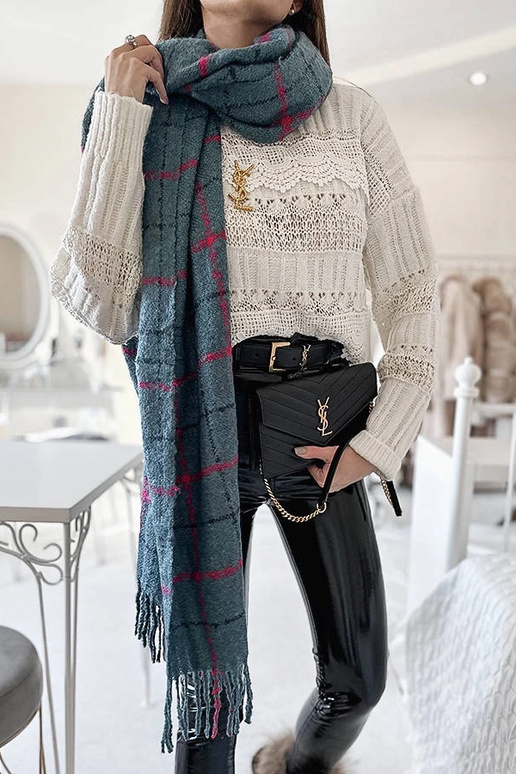 Modrý kockovaný šál Rachael