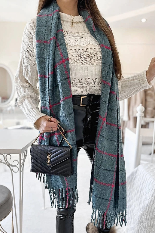 Modrý kockovaný šál Rachael