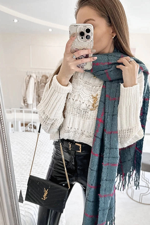 Modrý kockovaný šál Rachael