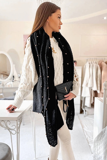 Čierny korálkový šál Yvonne