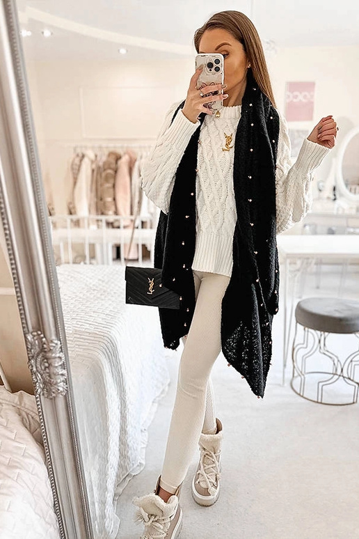 Čierny korálkový šál Yvonne