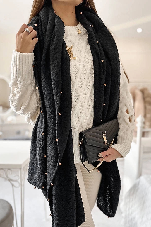 Čierny korálkový šál Yvonne