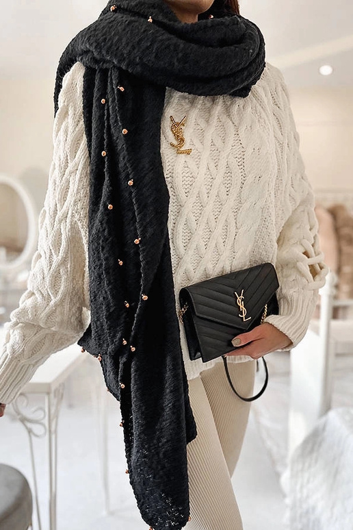 Čierny korálkový šál Yvonne