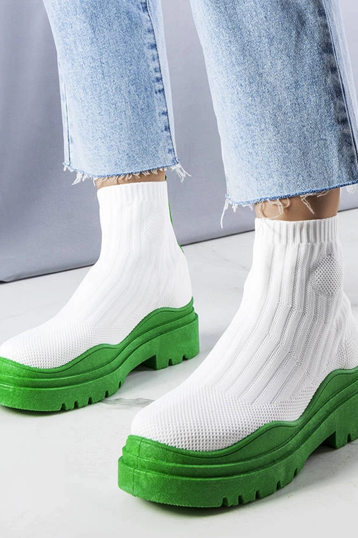 Biele topánky s zelenou platformou,...