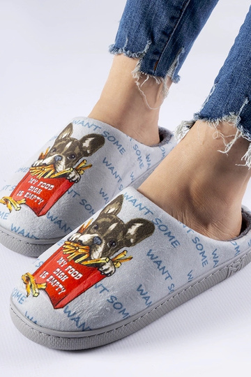 Šedé mäkké hranolčekové papuče