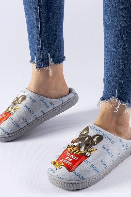 Šedé mäkké hranolčekové papuče