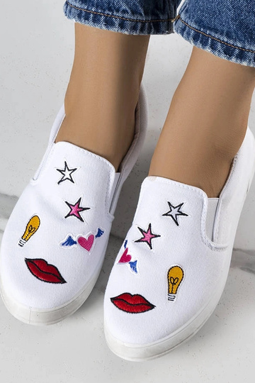 Biele látkové tenisky s... 2