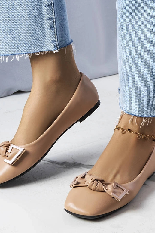 Béžové balerínky s mašľou Tabitha