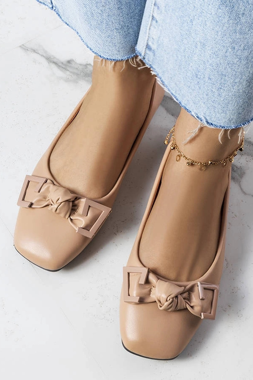 Béžové balerínky s mašľou Tabitha