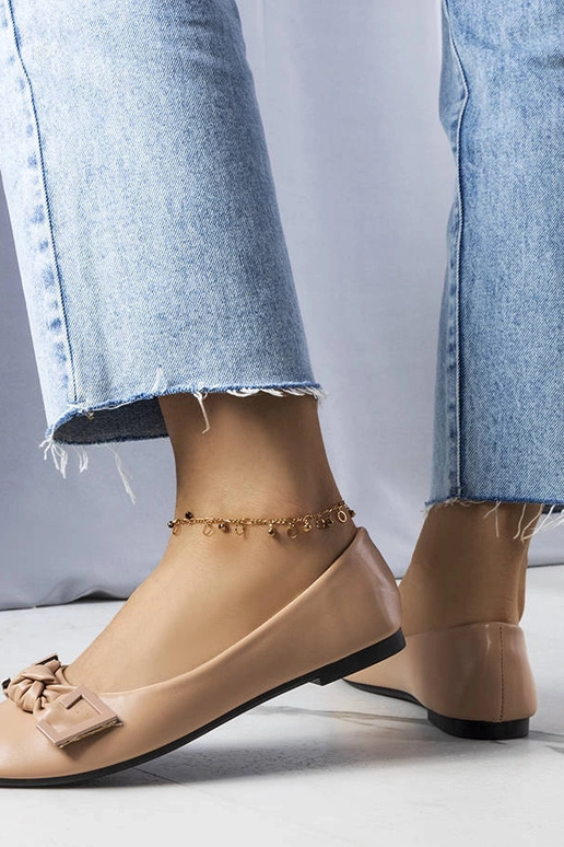 Béžové balerínky s mašľou Tabitha