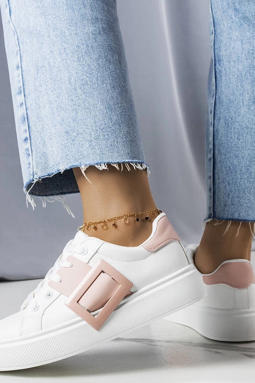 Biele tenisky zdobené ružovou Toni...