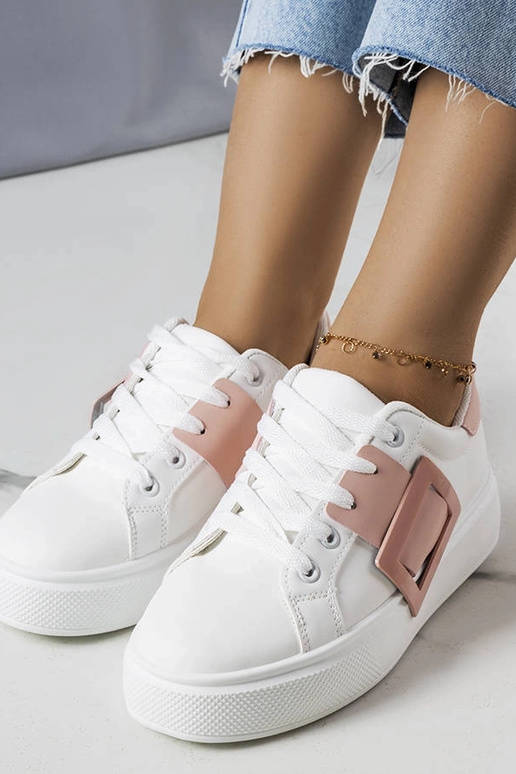 Biele tenisky zdobené ružovou Toni...