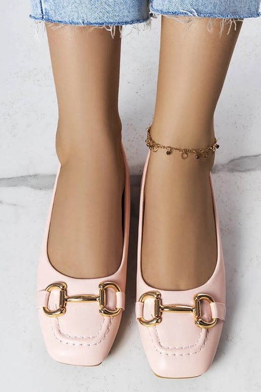 Ružové balerínky so zlatým zdobením Iris