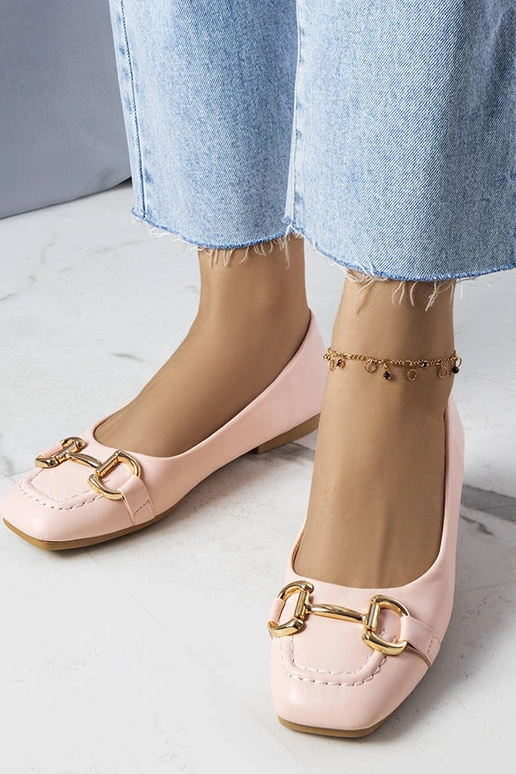 Ružové balerínky so zlatým zdobením Iris