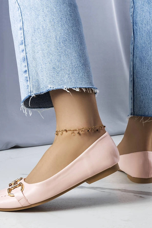 Ružové balerínky so zlatým zdobením Iris