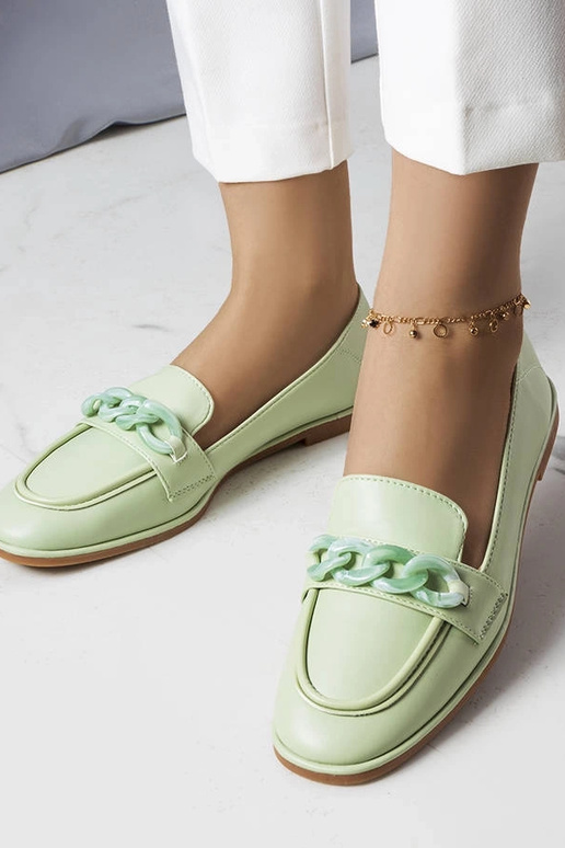 Zelené mokasíny Bobbie Chain Loafers