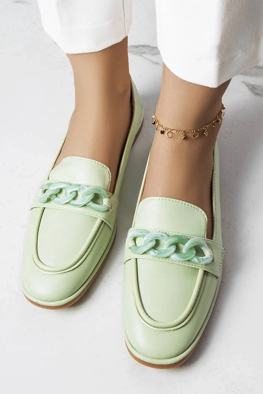 Zelené mokasíny Bobbie Chain Loafers