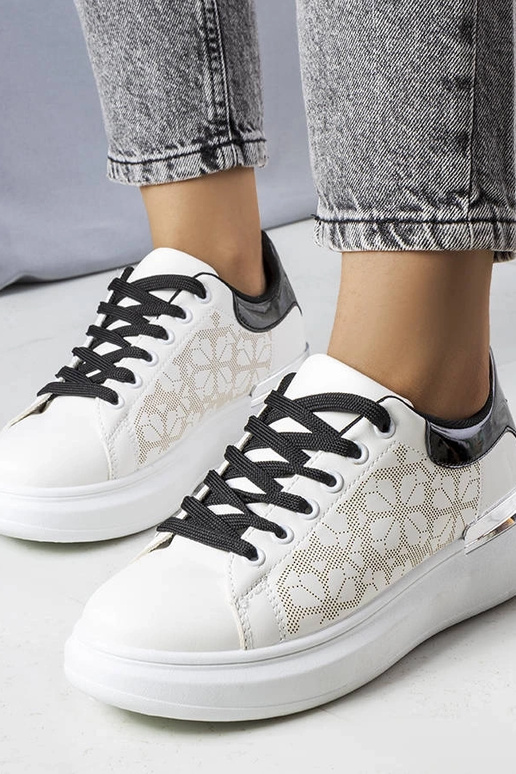 Čierno-biele perforované tenisky Erin