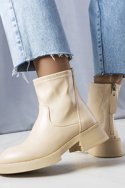 Klasické béžové členkové čižmy Victoire