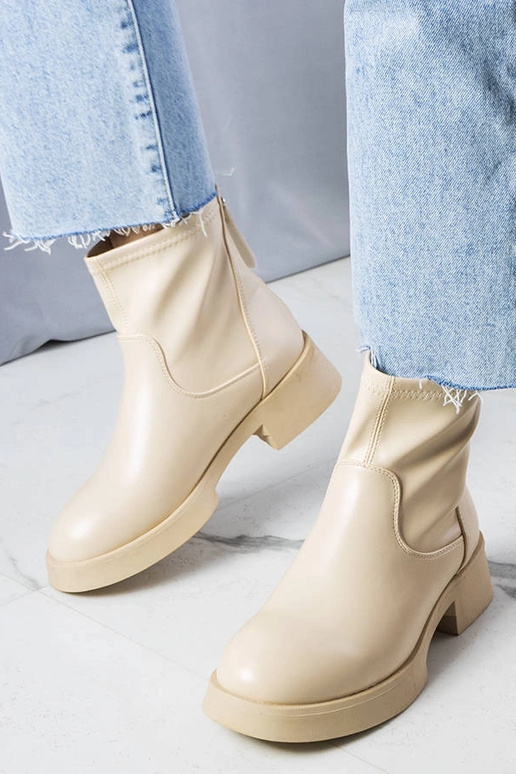 Klasické béžové členkové čižmy Victoire