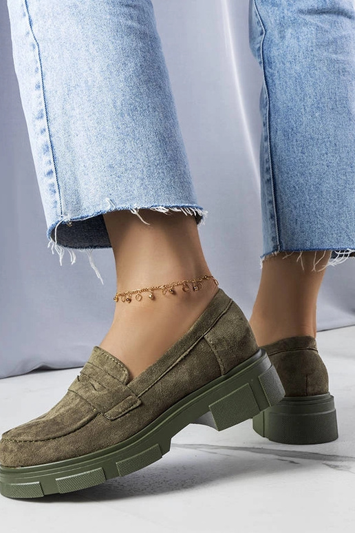 Zelené poltopánky z eko semišu,...