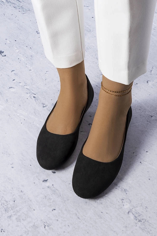 Čierne balerínky s koženou stielkou...