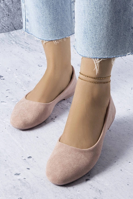 Ružové balerínky s koženou stielkou...