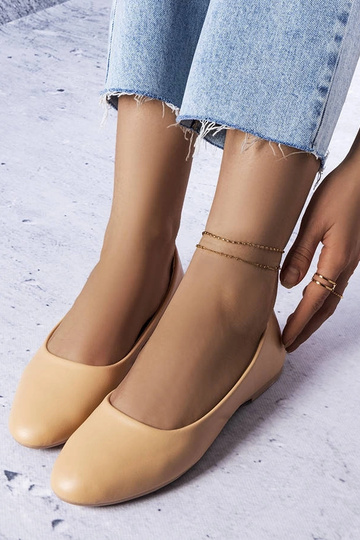 Béžové balerínky s koženou... 2