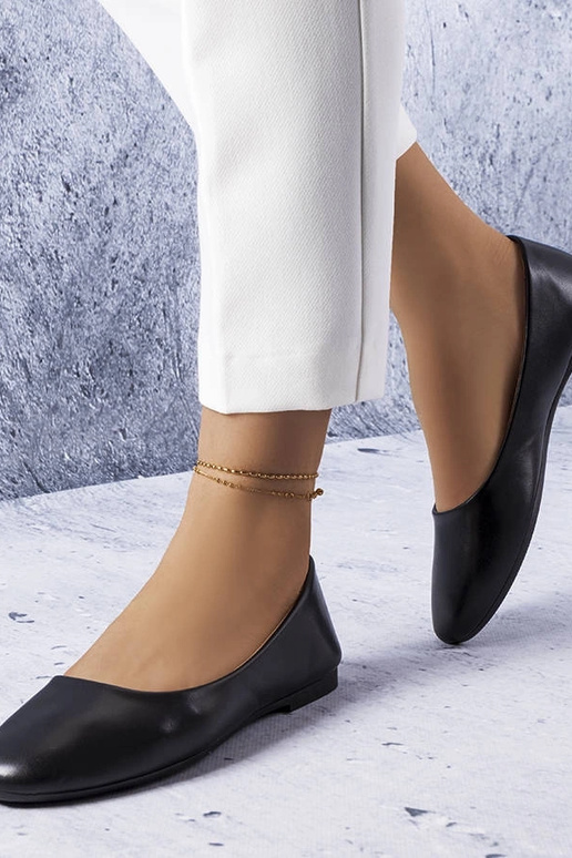 Čierne balerínky s koženou stielkou...