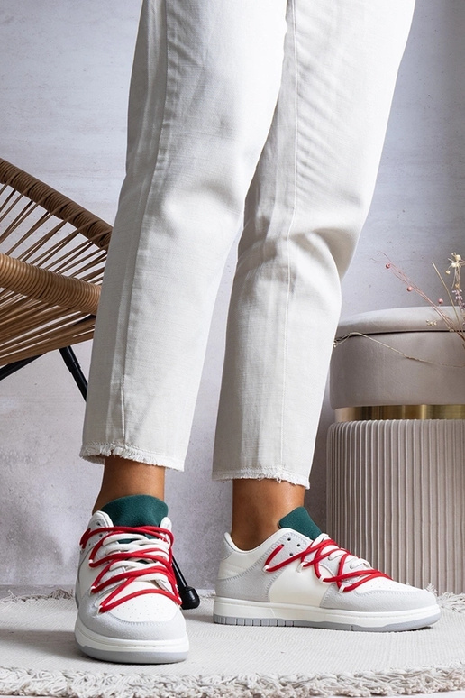 Šedé dámske tenisky s červenými...