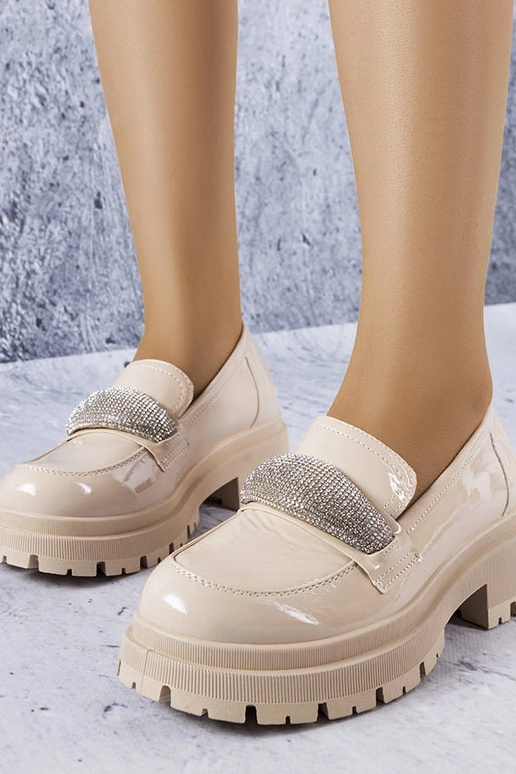 Pieskové lakované poltopánky s...