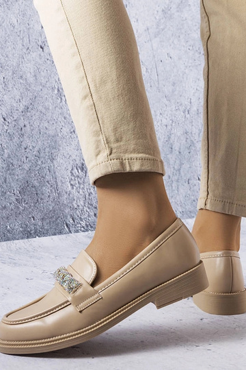 Béžové mokasíny so zirkónmi... 2