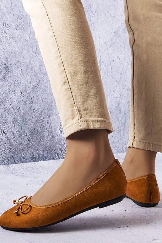 Hnedé balerínky s mašľou Chandonnet