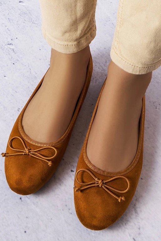 Hnedé balerínky s mašľou Chandonnet