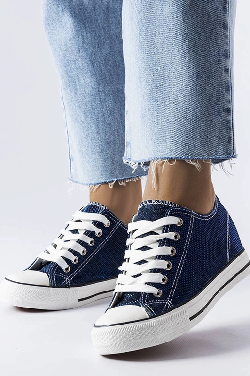 Námornícko modré trblietavé tenisky...