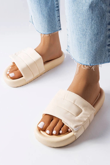 Béžové šľapky so zapínaním na suchý zips Aleron