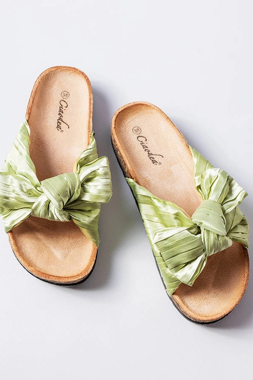 Zelené šľapky s mašľou značky Duplanty