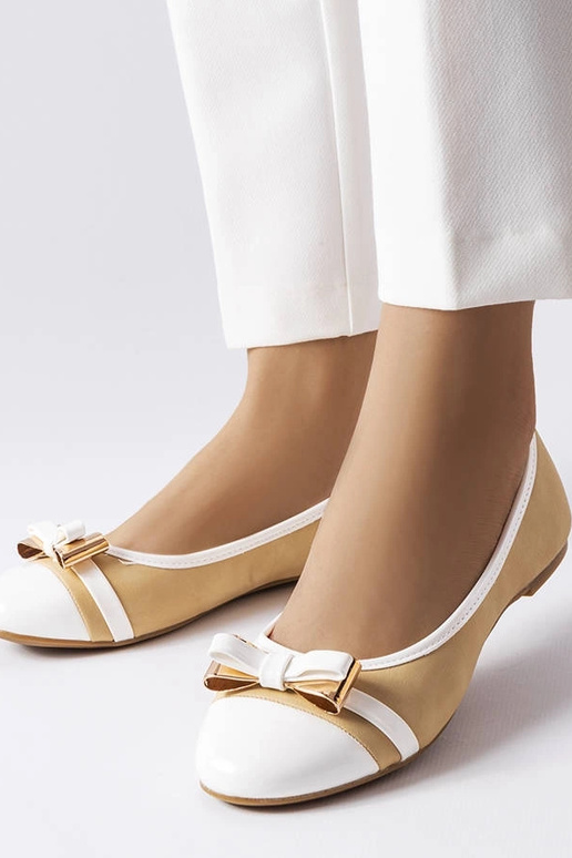 Bielo-pieskové topánky s mašličkou,...