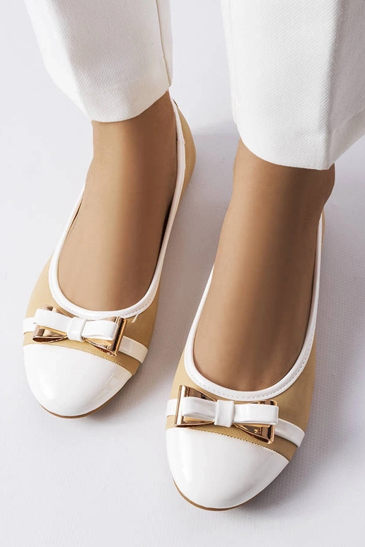 Bielo-pieskové topánky s mašličkou,...