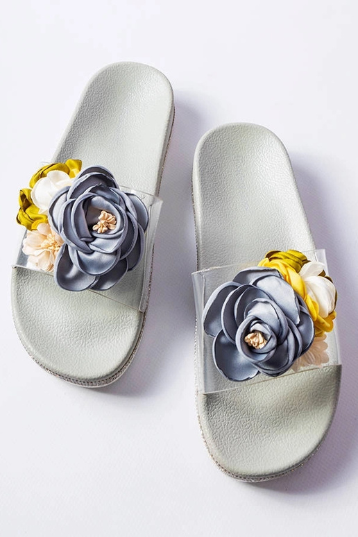 Šedé šľapky s priehľadným zvrškom Hétu