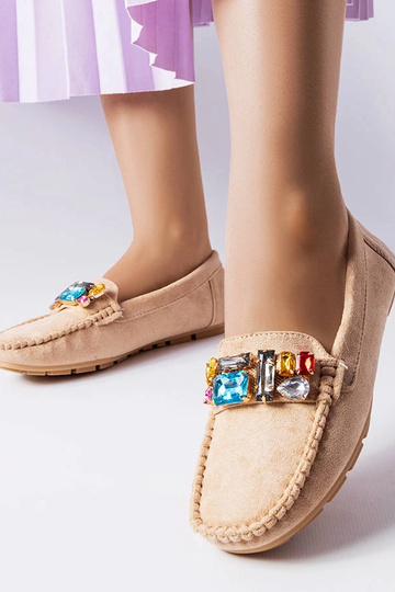 Béžové mokasíny s koženou...