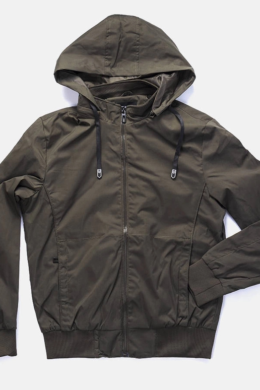 Zelená pánska vetrovka Brault s kapucňou
