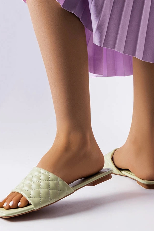 Zelené elegantné prešívané šľapky Labrie Zelené elegantné prešívané šľapky Labrie