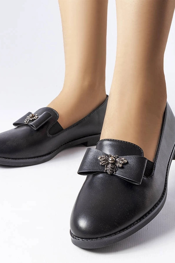 Čierne ozdobné mokasíny Ila